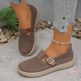thumbnail image 2 of Xfvqtps Womens Knit Flats Buckle Strap Shoes Breathable Comfortable Flat Shoes Casual Everyday Wear Coffee, 2 of 9