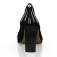thumbnail image 4 of YDN Women Square Toe Slip on Loafers Knot High Chunky Heels Comfortable Daily Dress Prom Shoes Size 7 Black, 4 of 4
