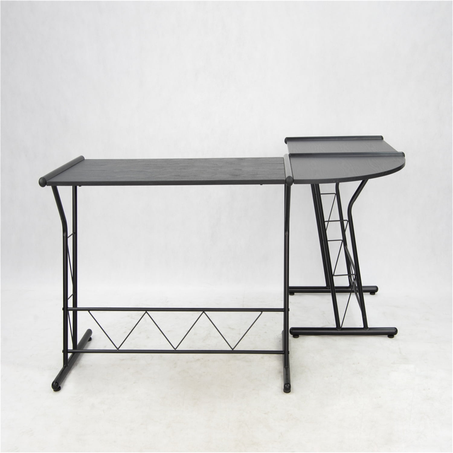 Kepooman L Shaped Desk, Round Corner Computer Desk Gaming Table Workstation for Home Office, Black Kepooman L Shaped Desk, Round Corner Computer Desk Gaming Table Workstation for Home Office, Black