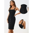 thumbnail image 2 of Vestido vaquero Allegra K para mujer sin mangas con botones escote corazón Negro L, 2 of 6
