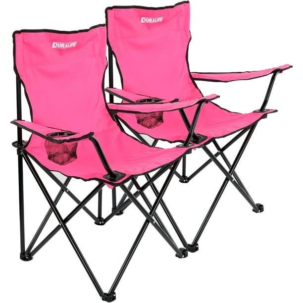 Sillas Camping y Playa Duralife plegable Portatil 2 Piezas Rosa