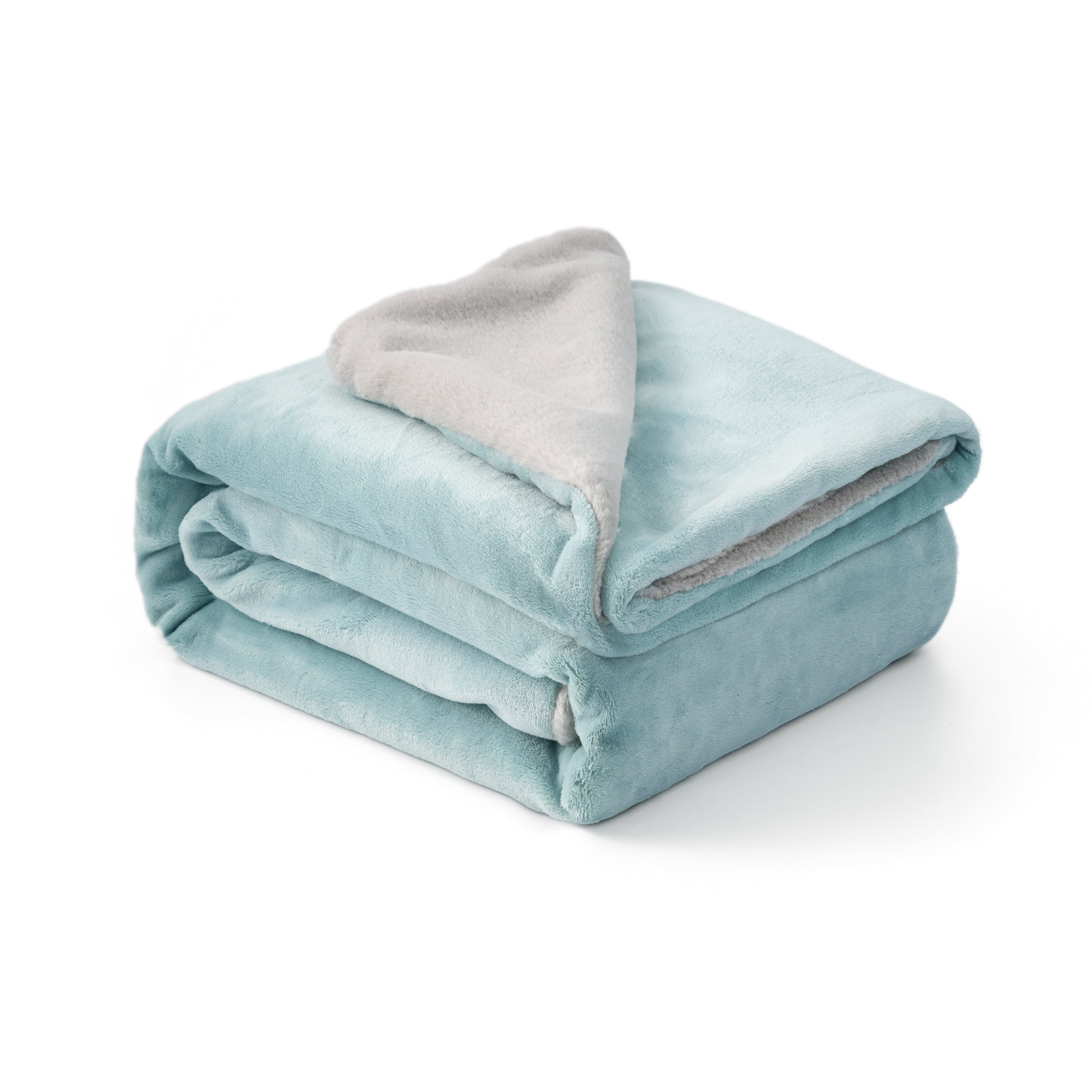 Mellowdy Faux Rabbit Fur Throw Blanket (Teal, 50x60 inches) - Luxury, Silky, Fluffy Throw