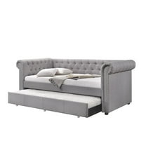 Bowery Hill Daybed & Trundle (Twin Size) in Smoke Gray Fabric