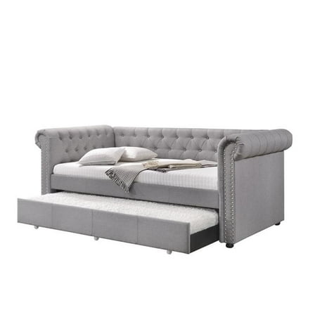 Bowery Hill Daybed & Trundle (Twin Size) in Smoke Gray Fabric