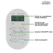 myTouchSmart Indoor Digital Timer, 1 Polarized Outlet, 24hr, Plug-in, White, 0 Amps