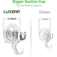 thumbnail image 3 of LUXEAR Suction Cup Hooks, Strong Clear Heavy Duty Vacuum Shower Hooks, Removable Reusable Waterproof Suction Cups for Windows Kitchen Bathroom Christmas Garland Decorations - 2 Pack, 3 of 11