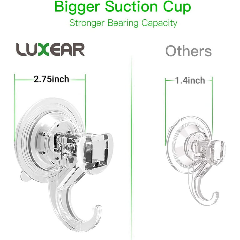 Suction Cup Hooks, 2.5 Inches Clear PVC Suction Cups with Metal Hooks 7 LB  Heavy Duty Removable Large Suction Cups for Kitchen Bathroom Shower Wall