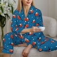 thumbnail image 6 of Fuzoiu Bullfinches Print Women's Long-Sleeved Pajama,Lounge Button Down Nightwear,Womens Notch Collar Pajama Set-Large, 6 of 7