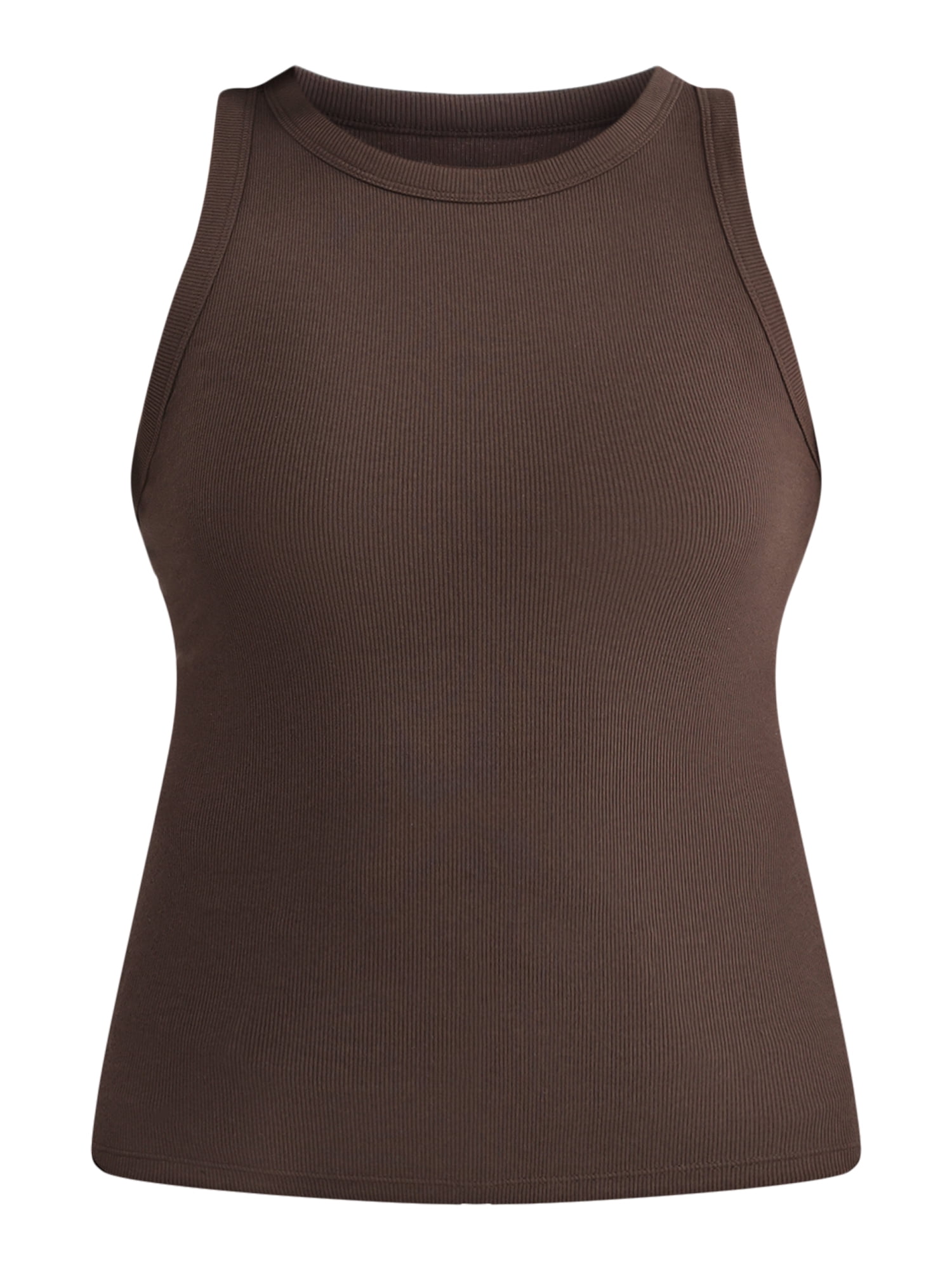 Time and Tru Women's High Neck Ribbed Tank Top, Sizes XS-XXXL