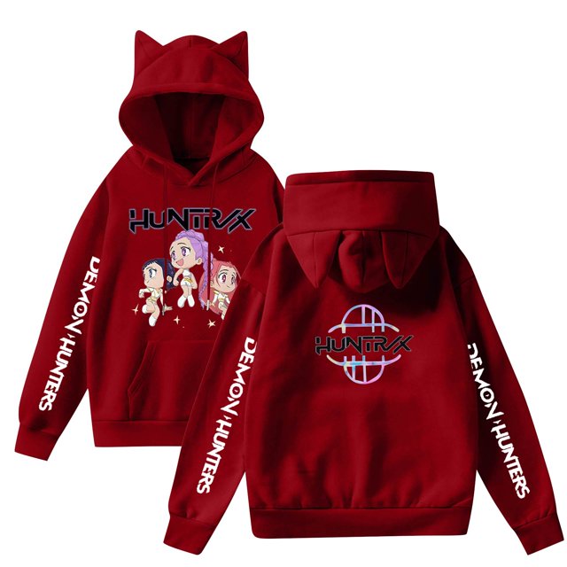 Pop cazadora para niña Hooded Sweatshirt Women's Cat Ear Hoodie ,Soft Streetwear Pullover ,Cute Long Sleeve Tops for Fall Winter (Red)