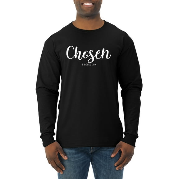 Wild Bobby Chosen 1 Peter 2:9 Inspirational/Christian Men Long Sleeve Shirt, Black, Small