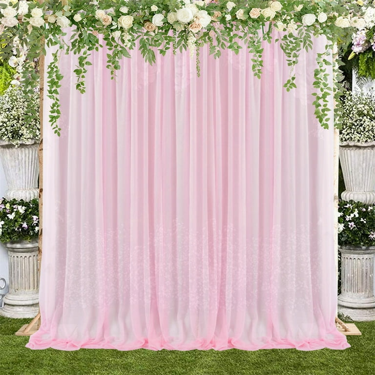 Ornaments Backdrop Curtain Mesh Light Blue Window Decor 5 X 10 Ft White  Pink Wedding Photography Background Drapes 
