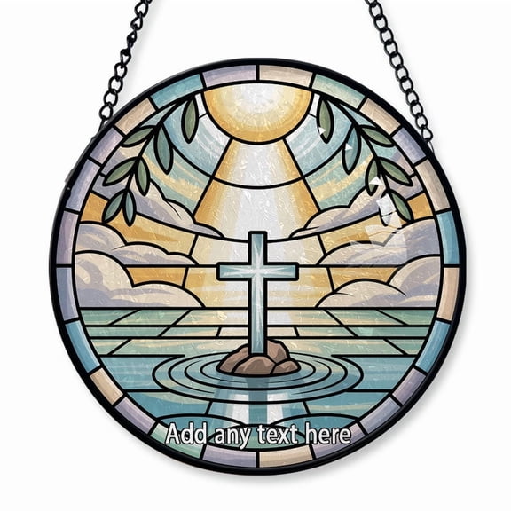 Baptism Christening Stained Glass Suncatcher Window Hanging – Customizable Window Hanging for Family, Friends, Man & Woman, Christmas 2025 Tree Decoration