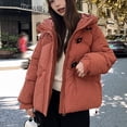 thumbnail image 3 of Fashion Plus Size Hooded Coats for Womens Winter Warm Casual Solid Color Short Sleeved Hooded, 3 of 6