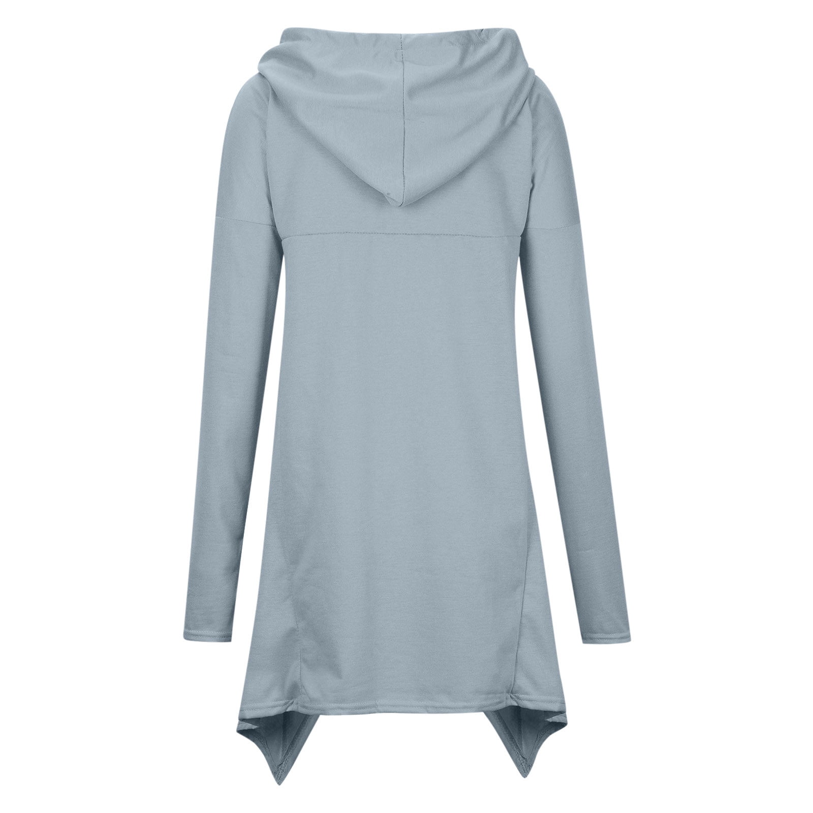 Womens Retro Long Hoodie Asymmetrical High Low Hem Full Sleeve Cowl Hooded Neck Drawstring Loose Sweatshirt Outwear (3X-Large, Gray)