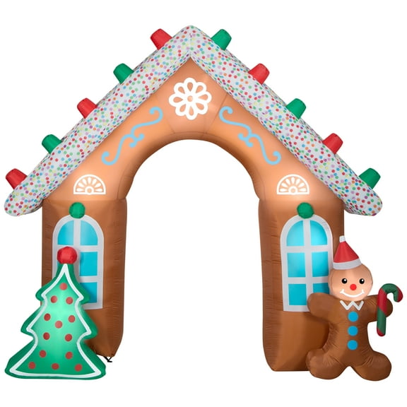 Gemmy Christmas Airblown Inflatable Gingerbread Archway, 8.5 ft Tall, Multi
