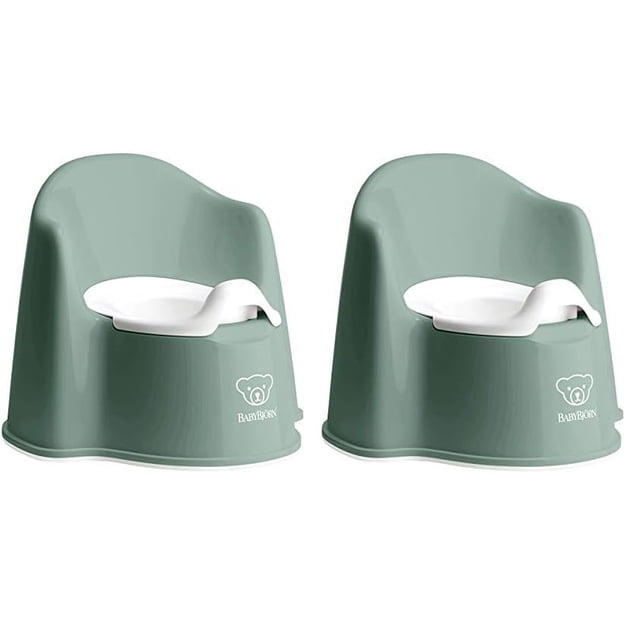 Orinal BabyBjörn, color verde oscuro/blanco, paquete de 2