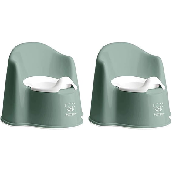 Orinal BabyBjörn, color verde oscuro/blanco, paquete de 2