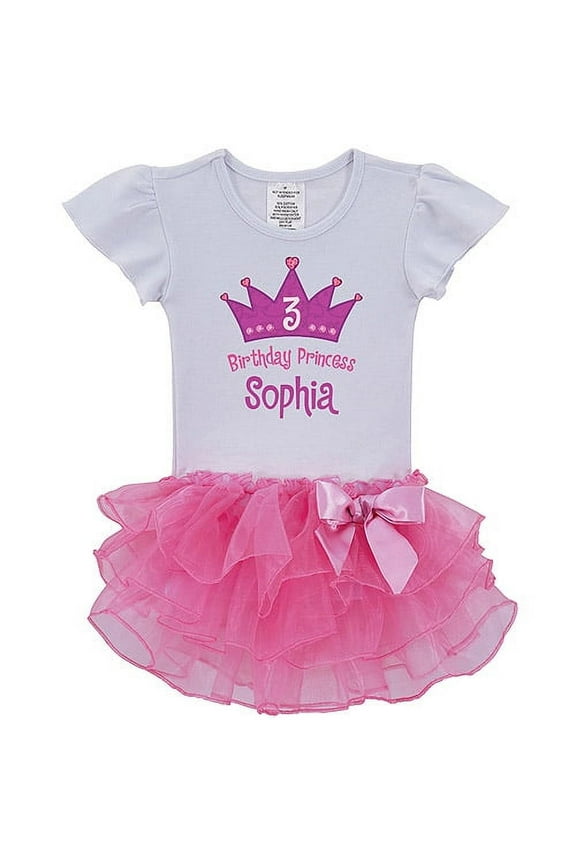 Personalized Birthday Princess Tutu Tee - 2T, 3T, 4T, 5/6T