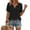 Black #013, variant on Women's Short Sleeve Tops Summer V Neck Tshirts Linen Vintage Casual Tees, Army Green XL