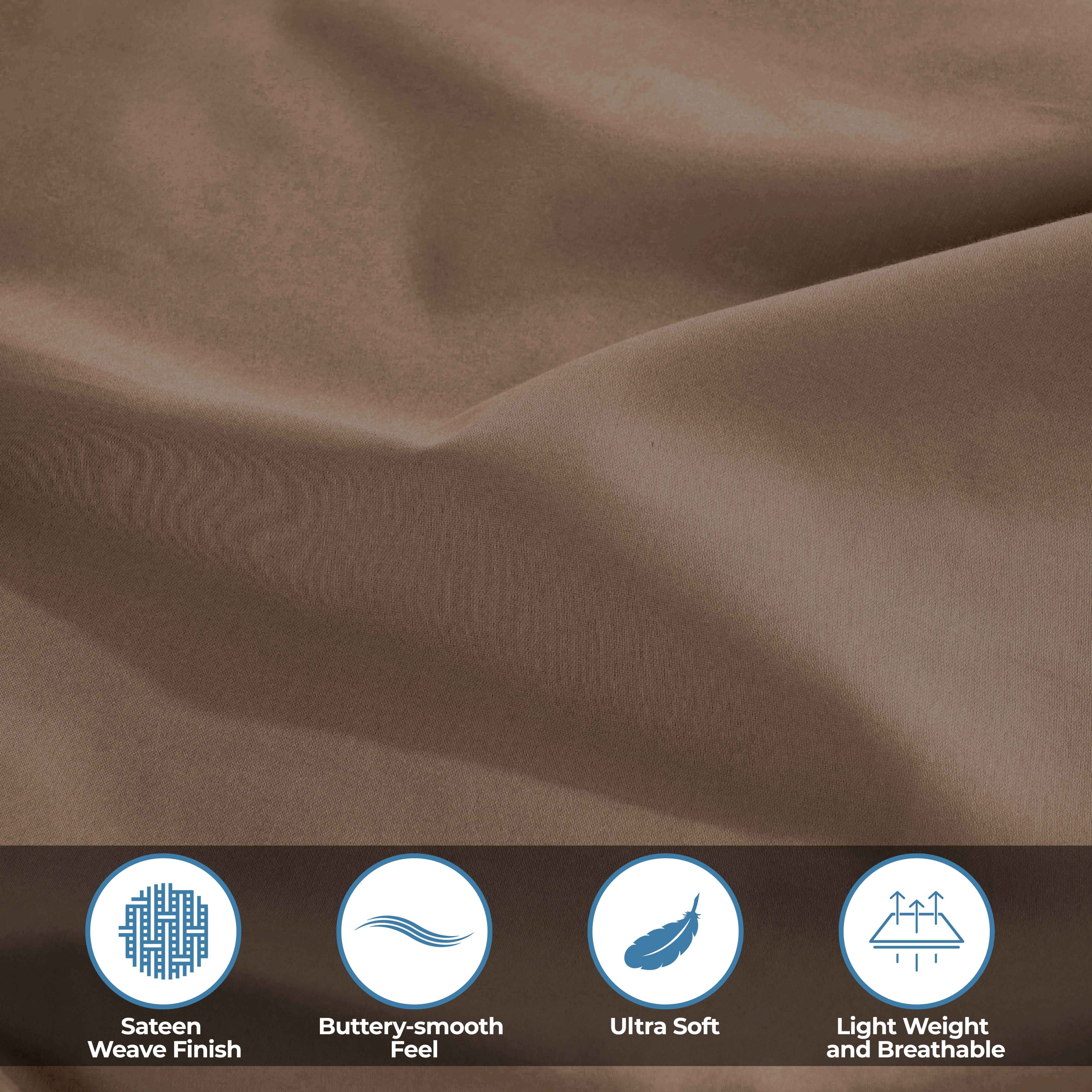 Superior Egyptian Cotton 300 Thread Count Deep Pocket Sheet Set, King, Taupe