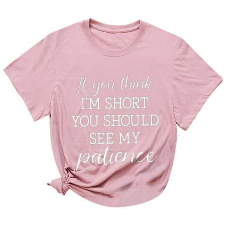 

Bospose Short Sleeve Crop Top Corset Top Leather Crop Top Pink Top Womens Solid Color Print Casual Tops It You Think I M Short You Should See My Patiencewomen S Solid Color Pattern Top M