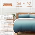 thumbnail image 6 of 3 Piece Grey Turquoise Ombre Duvet Cover Set Twin Size,Microfiber Comforter/Quilt Cover with Corner Ties and 2 Pillowcases,Teal Modern Geometric Striped Abstract Art Soft Bedding with Zipper Closure, 6 of 8