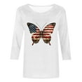 thumbnail image 4 of successthop Patriotic T Shirts for Women Summer American Flag Butterfly Independence Day Shirts Casual 3/4 Sleeve Patriontic Tunic Tops Fashion Crew Neck 1776 Clothes Loose Fit Outfits, 4 of 5