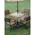 thumbnail image 4 of Outdoor Tablecloths with Umbrella Hole & Zipper, Spring Floral 54x54 Inch Square Tablecloths, Daisy Sunflowers Wisteria Hummingbird Beige Waterproof Table Cloth, Patio/Pool/Picnic Table Covers, 4 of 8