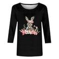 thumbnail image 3 of Toimothcn Womens Tees Happy Easter Cute Cartoon Bunny Printed 3/4 Sleeve T Shirts Soft Loose Comfortable Shirt Tops Suitable For Dailywear, 3 of 3