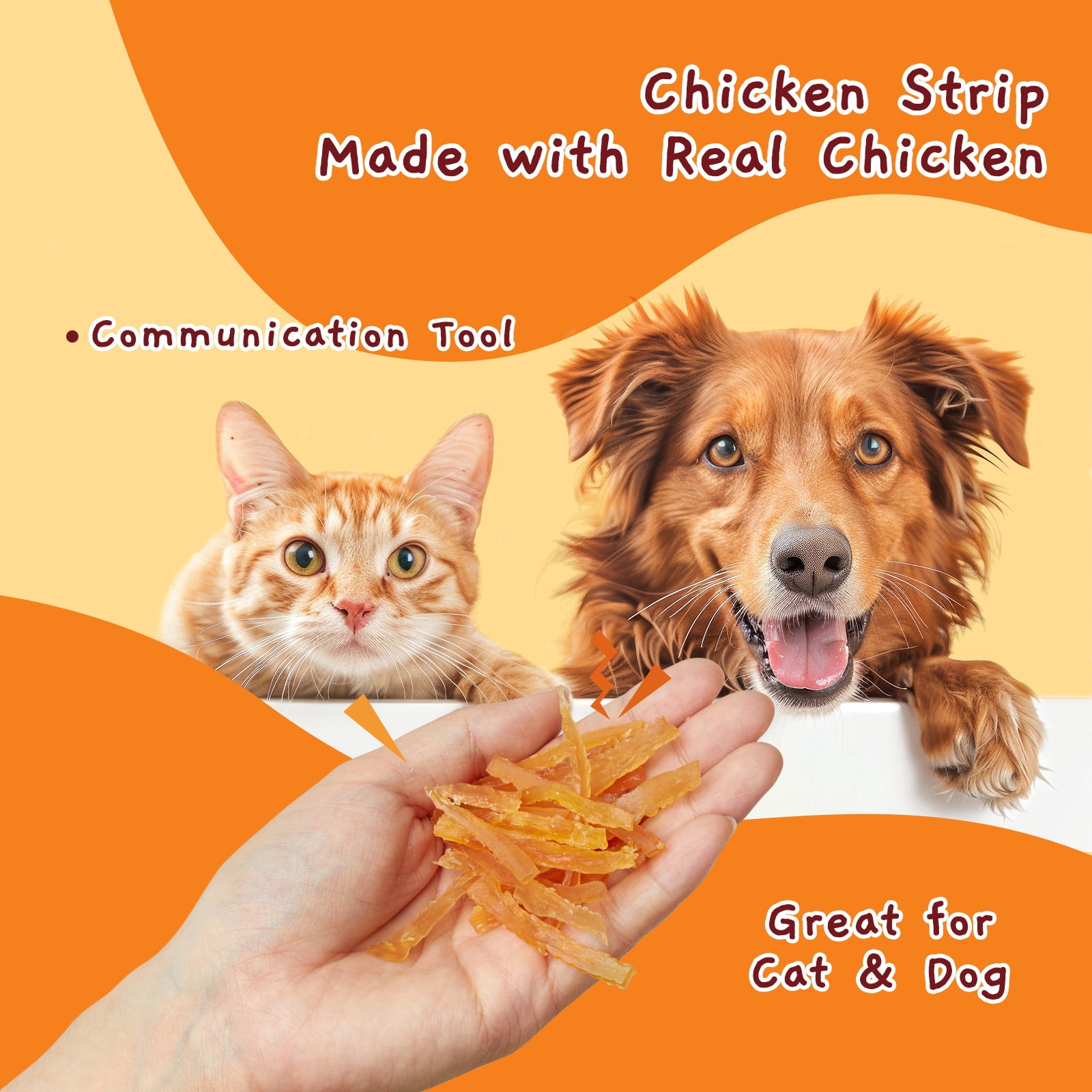 (5 pack) Jungle Calling Soft Training Treats for Dog&Cats, Mini Chicken Strips Training Snacks,Grain Free
