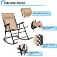 thumbnail image 5 of Patio Rocking Zero Gravity Chairs Outdoor Wide Recliner Portable Lounge Chair Folding with Headrest for Camping Fishing Beach Poolside(Beige), 5 of 5