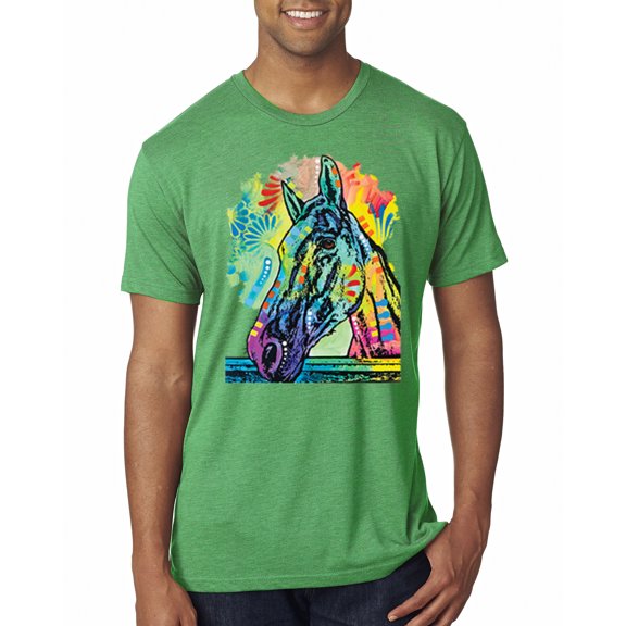 Colorful Horse Head Animal Lover Mens Premium Tri Blend T-Shirt, Envy, Small