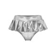 thumbnail image 3 of Miaeowve Womens Shiny Metallic Mini Skirt Pleated Hem Disco Hot Pants For Rave Party Night Club Silver XXL, 3 of 5