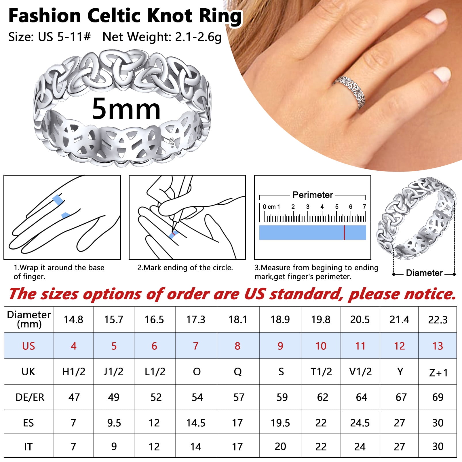 Accurate Determination of Finger and Ring Sizes