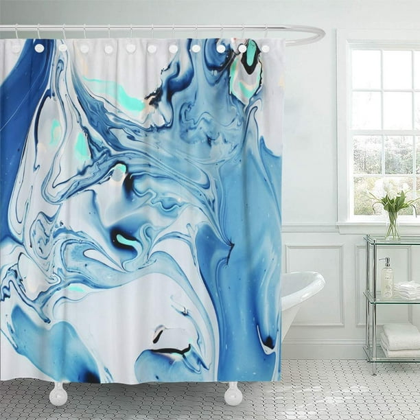 PKNMT Black Artistic Marbled Blue and White Abstract Liquid Marble