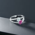 thumbnail image 4 of Gem Stone King 1.41 Ct Oval Sky Blue Aquamarine Pink Created Sapphire 925 Sterling Silver Ring (Size 8), 4 of 4
