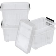 30 Liter Clear Storage Box with Wheels, 4 Packs Large Plastic Bins