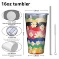 thumbnail image 4 of 16oz Tumblers Pioneer Flower Stainless Steel Vacuum Insulated Double Wall Travel Tumbler Cups Mug with Lid and Straw,Cleaning Brush for Coffee,Tea, 4 of 4