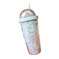 thumbnail image 2 of Injueey y cómodo para beber la botella de agua plástica del iris con la taza para beber de la tapa de la paja con la tapa de la paja Teteras violeta claro 550ml, 2 of 6