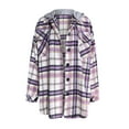 thumbnail image 4 of Womens Casual Plaid Shacket Jackets Trendy Fall Long Sleeve Button Down Lapel Shirt Coats Wool Blend Oversize Outwear, 4 of 6