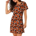 thumbnail image 2 of Fotbe Owls And Boo Bata de Dormir para Mujer con Estampado, Camisón de Algodón de Manga Corta, Ropa de Dormir Casual, 2 of 6