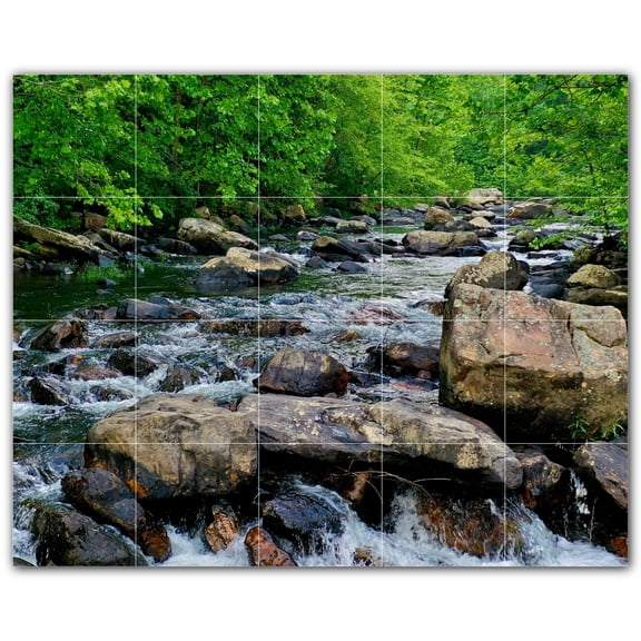 Picture-Tiles.com: River Ceramic Tile Wall Mural WAL500902-54S. 21.25"W x 17"H using (20) 4.25" x 4.25" Ceramic Tiles-Satin Finish
