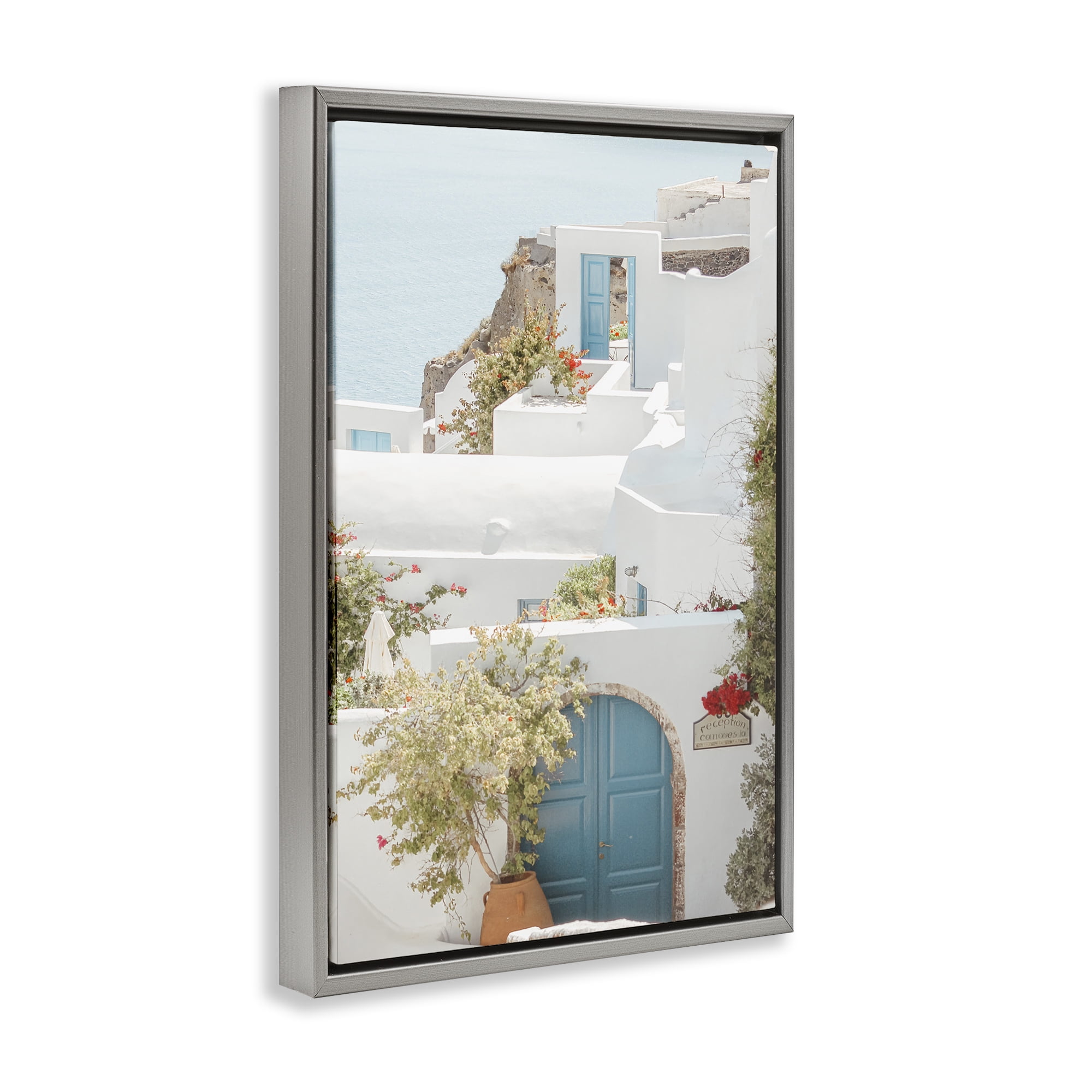 Stupell Industries Coastal Town Doorways Town & City Photography Gray Floater Framed Art Print Wall Art, 17 x 25