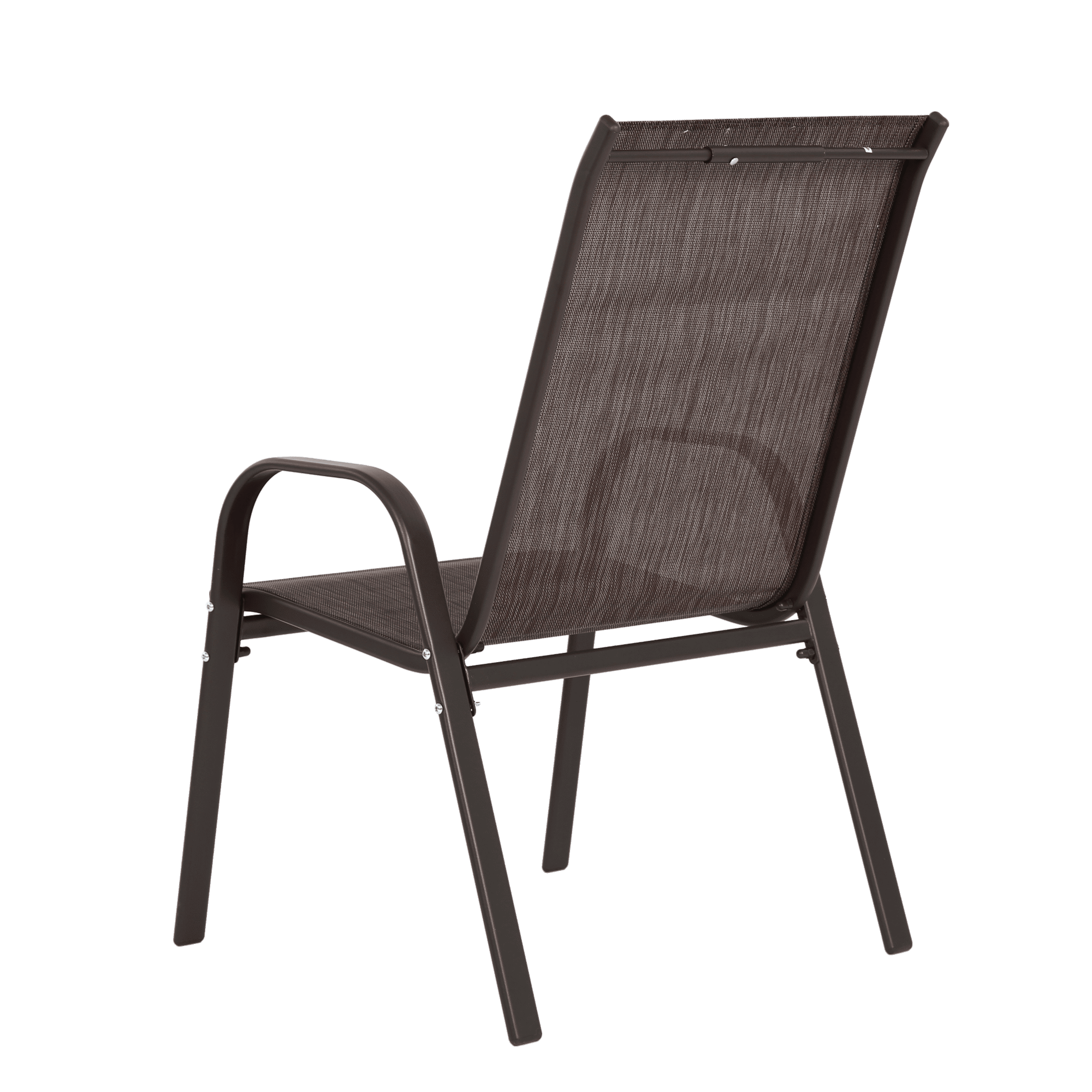 6 Pack Outdoor Patio Chairs, High Back Textilene Camping Chairs with Armrests, Breathable Garden Chairs for Pool, Beach, Yard, Patio, Deck(Brown)