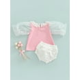 thumbnail image 4 of Franhais Newborn Girl Short Pants Outfits, Lace Patchwork Sleeveless Round Neck Tank Tops + Elastic Waist Ruffles Decor Shorts Set, 4 of 8