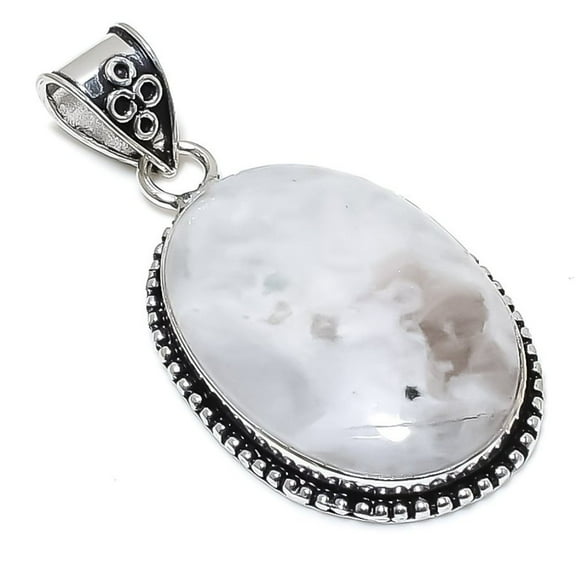Natural Rainbow Moonstone Gemstone 925 Sterling Silver Pendant 2.25"