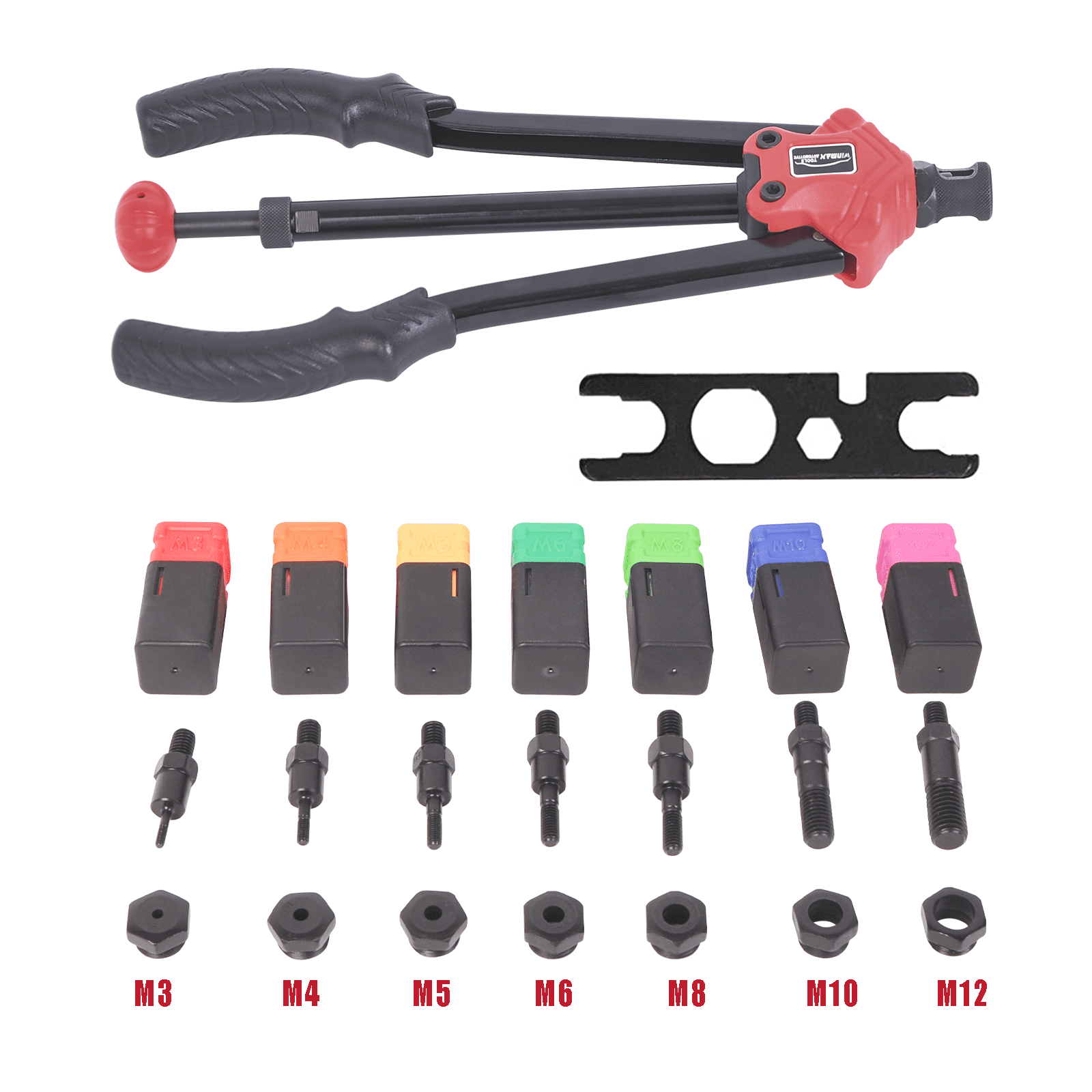 WINMAX 14 in Rivet Nut Tools Hand Rivet Setter Kit M5 M6 M8 M10 SAE Size Rivet Tool Sset