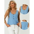thumbnail image 2 of Blusa sólida liviana para mujer Camiseta sin mangas de ajuste holgado sin mangas Azul claro M, 2 of 6