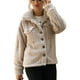 thumbnail image 5 of Women Fleece Coat, Women Fluffy Fuzzy Coat Thickened Pure Color Stripes Long Sleeve With Pockets For Female For Shopping, 5 of 8